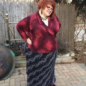 Sejour Red & Black Polka Dot Top, size 3x